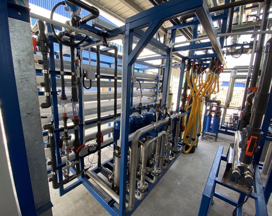 RODI skid with membrane housings and stainless pipework