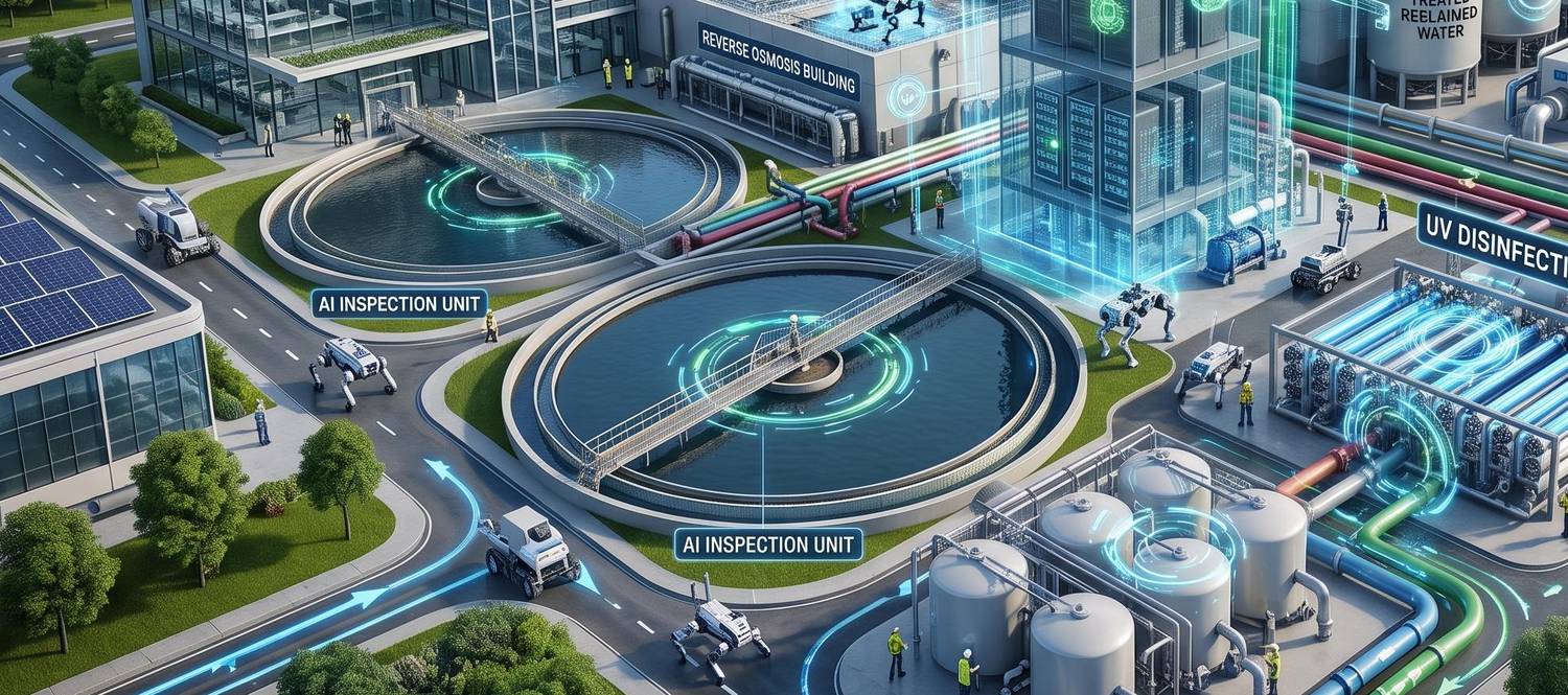 Water reclamation plant with AI-assisted monitoring